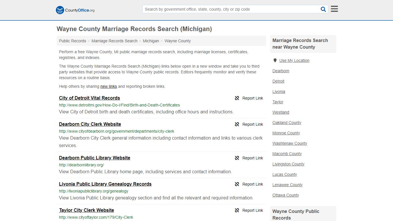 Wayne County Marriage Records Search (Michigan) - County Office